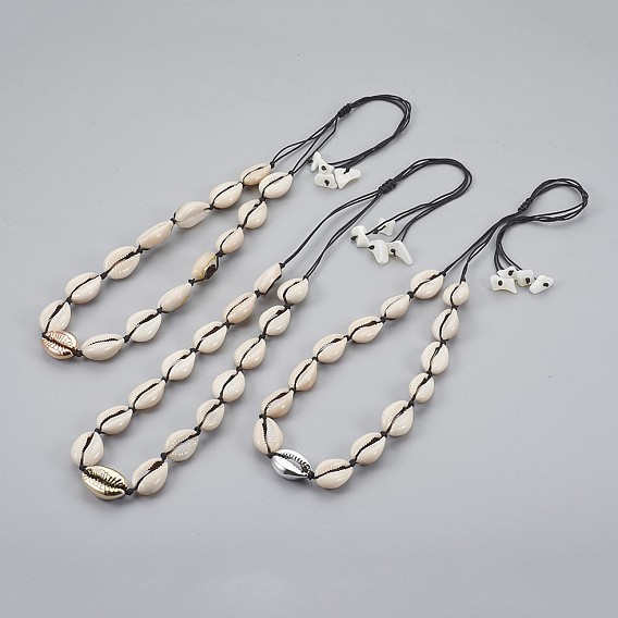 Colliers de perles ajustables en forme de cauris, avec cordon en nylon