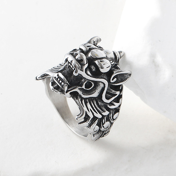 Панк-стиль 304 кольца на палец в виде дракона из нержавеющей стали для мужчин