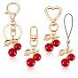 4 шт. 4 стили брелки из цинкового сплава и смолы вишневые, золотые