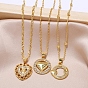 Brass Micro Pave Cubic Zirconia Pendant Necklaces, Heart