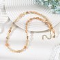Nuggets Natural Sunstone and Round 304 Stainless Steel Beaded Necklaces