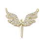 Brass Micro Pave Cubic Zirconia Pendents, Long-Lasting Plated, Wings
