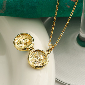 Vintage Copper Plated Gold Round Locket Pendant Necklace for Women