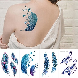 Съемные временные татуировки с рисунком перьев, бумажные наклейки