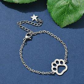 304 браслеты из нержавеющей стали с отпечатками лап, браслеты-цепочки для женщин