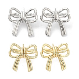 Rack Plating Brass Stud Earring, Cadmium Free & Lead Free, Long-Lasting Plated, Bowknot