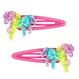 2Pcs Cute Bright Sparkle Unicorn Snap Hair Clips, Side Clip BB Clip