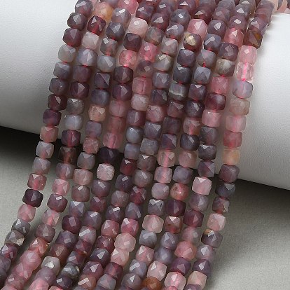 Нити натуральных фиолетовых турмалиновых бусин, кубические, граненые