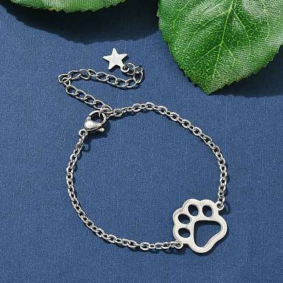 304 браслеты из нержавеющей стали с отпечатками лап, браслеты-цепочки для женщин