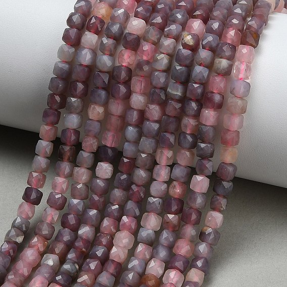 Нити натуральных фиолетовых турмалиновых бусин, кубические, граненые