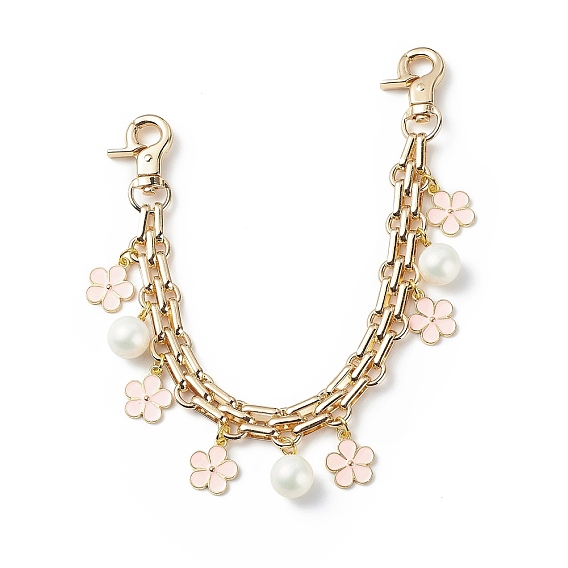 Удлинители для кошелька с железной цепочкой, Замена ремешка на сумке с подвеской в виде цветка из эмали из сплава, с абс пластмассовой имитационной жемчужиной