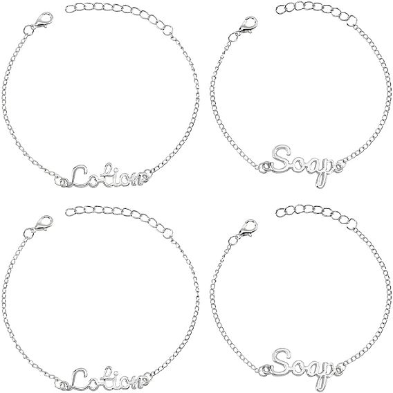 8шт 2 набор браслетов из сплава со ссылками в виде лосьона и мыла, креативные украшения из сплава для женщин