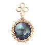 Натуральный жемчуг барокко подвески с жемчугом кеши, культивированный пресноводный жемчуг, с экологически чистой медной проволокой, плоско-круглые