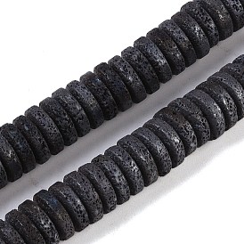 Frosted Natural Lava Rock Beads Strands, Disc, Heishi Beads