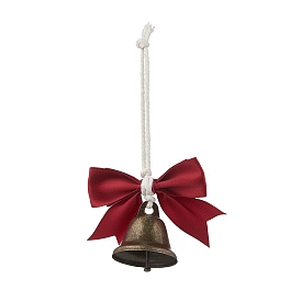 Подвесные украшения из полиэфирного банта и железного колокольчика, для подвесного украшения елки
