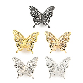 Brass Cubic Zirconia Beads, Long-Lasting Plated, Lead Free & Cadmium Free, Butterfly