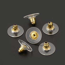 Brass Ear Nuts, Bullet Clutch Earring Backs with Pad, for Droopy Ears, with Plastic