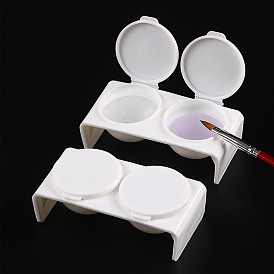 Tazón de plástico para decoración de uñas de doble taza, plato de remojo, Plato dappen con tapas para mezclar líquido en polvo acrílico