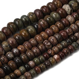 Нити бусин из натурального камня пикассо/полихромной яшмы, рондель