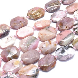 Natural Pink Opal Beads Strands, Faceted, Oval