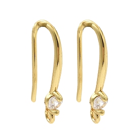 Крючки для сережек из латуни с прозрачным кубическим цирконием, долговечный, плоско-круглые