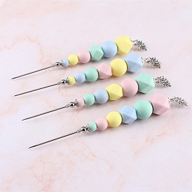 201 Stainless Steel Scriber Needles, with Plastic Beads and Snowflake Alloy Pendants, DIY Baking Tool