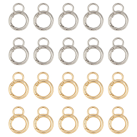 20Pcs 2 Colors Alloy Spring Gate Ring, with Loop, Circle Key Rings, for Handbag Ornaments Decoration, Cadmium Free & Lead Free