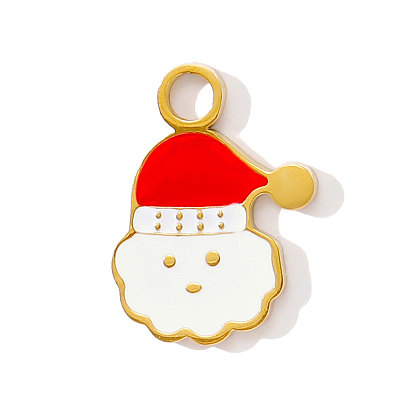 304 нержавеющей стальной эмали подвески, Санта-Клаус прелести, ионное покрытие (ip), реальный 18 k позолоченный