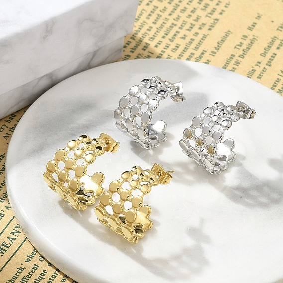 Ионное покрытие (ip) 304 серьги-гвоздики из нержавеющей стали в форме буквы С для женщин