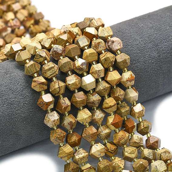 Естественного изображения яшмы бисер нитей, восьмиугольник, граненые, с бисером
