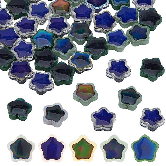 60шт 5 цветные двухцветные стеклянные бусины, звезда, чувствительные к температуре бусины, меняющие цвет