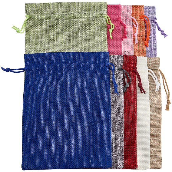 10 шт. 10 цветные прямоугольные мешковины для упаковки, шнурок сумки, для подарков, подарочные пакеты для вечеринок
