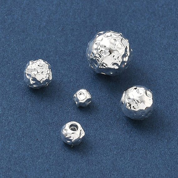 304 Stainless Steel Hammered Round Spacer Beads, Ion Plating(IP)