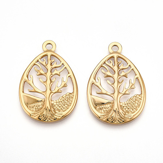 304 подвески из нержавеющей стали, ионное покрытие (ip), подвески в виде слезинки с деревом жизни