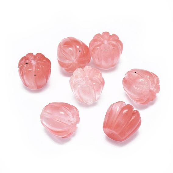 Autumn Theme Cherry Quartz Glass Beads, Pumpkin