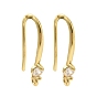 Крючки для сережек из латуни с прозрачным кубическим цирконием, долговечный, плоско-круглые