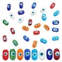 40Pcs 8 Colors Normal Lampwork Beads, Oval with Evil Eye
