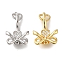 Brass with Shell Fold Over Clasps, Cadmium Free & Nickel Free & Lead Free, Bowknot, Real 18K Gold Plated