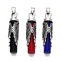 Gothic Alloy Glass Pendants, Column with Angel Wings Charms, Antique Silver