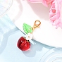 Transparent Glass Apple Pendant Decorations, with Resin Flower Charm and Lobster Claw Clasps