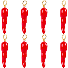 8 кулоны латунные эмалевые шт., с прыжковых колец, рог изобилия / итальянский рог корничелло амулеты, реальный 18 k позолоченный