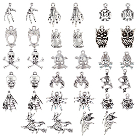 Halloween Theme Tibetan Style Alloy Pendants & CCB Plastic Pendants, Mixed Shapes