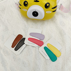 Cute Mini PU Leather Hair Clips for Kids - Set of 2 Water Drop Edge BB Clips