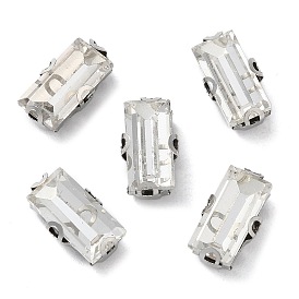 Шить на горный хрусталь, стекло горный хрусталь, с настройками латуни, аксессуары для одежды, граненые, прямоугольные, платина