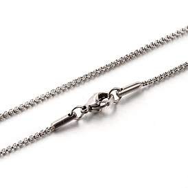 304 Stainless Steel Rolo Chain Necklaces, with Lobster Claw Clasps, 25.2 inch(64cm), 1.5mm
