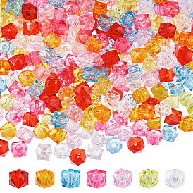 350 шт 7 цвета прозрачные акриловые бусины, кубические, граненые