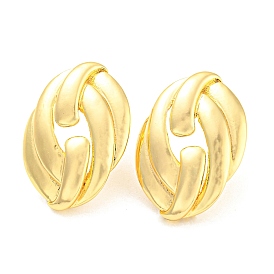 Hollow Oval Rack Plating Brass Stud Earrings, Long-Lasting Plated, Lead Free & Cadmium Free
