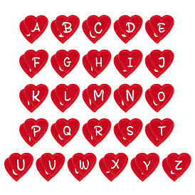 52piezas 2bolsas parches de ropa de poliéster, corazón con letra a~z