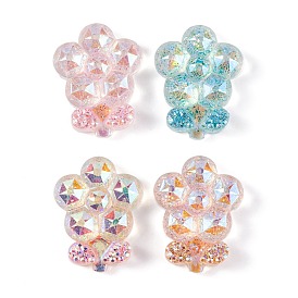 Transparent Epoxy Resin Flower Decoden Cabochons, with Glitter Powder