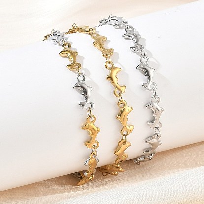 Женские 304 браслеты из нержавеющей стали с цепочками в виде дельфинов